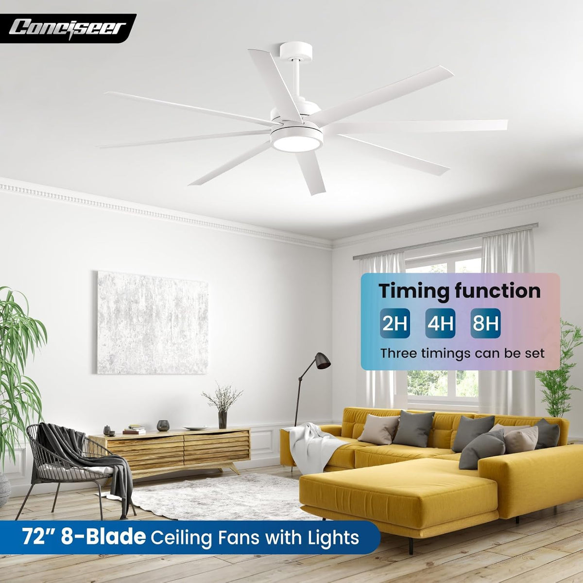 72" Outdoor Ceiling Fan with Light & Remote