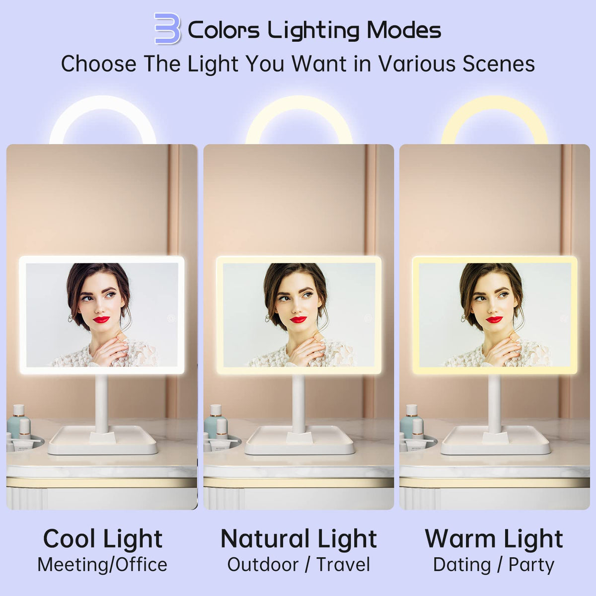 Large Makeup Vanity Mirror with Lights & 96 LED,White