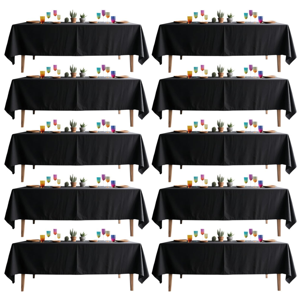 10 Pack Black Table Cloth Rectangle 60X102 Inch Fit 6FT Table