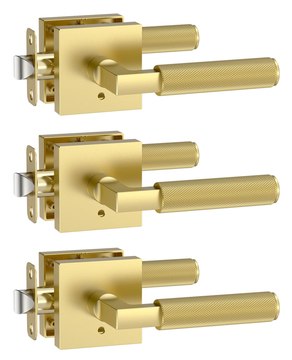 3 Pack Brushed Gold Privacy Interior Door Handles
