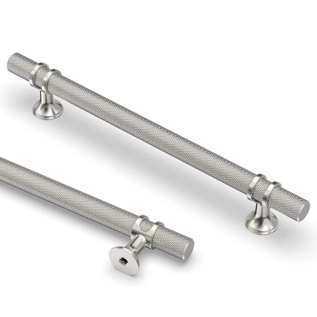 10 Pack 6.3 Inch(160mm) Knurled Brushed Satin Nickel Kitchen Cabinet Handles, Cabinet Pulls Kitchen Cabinet Hardware
