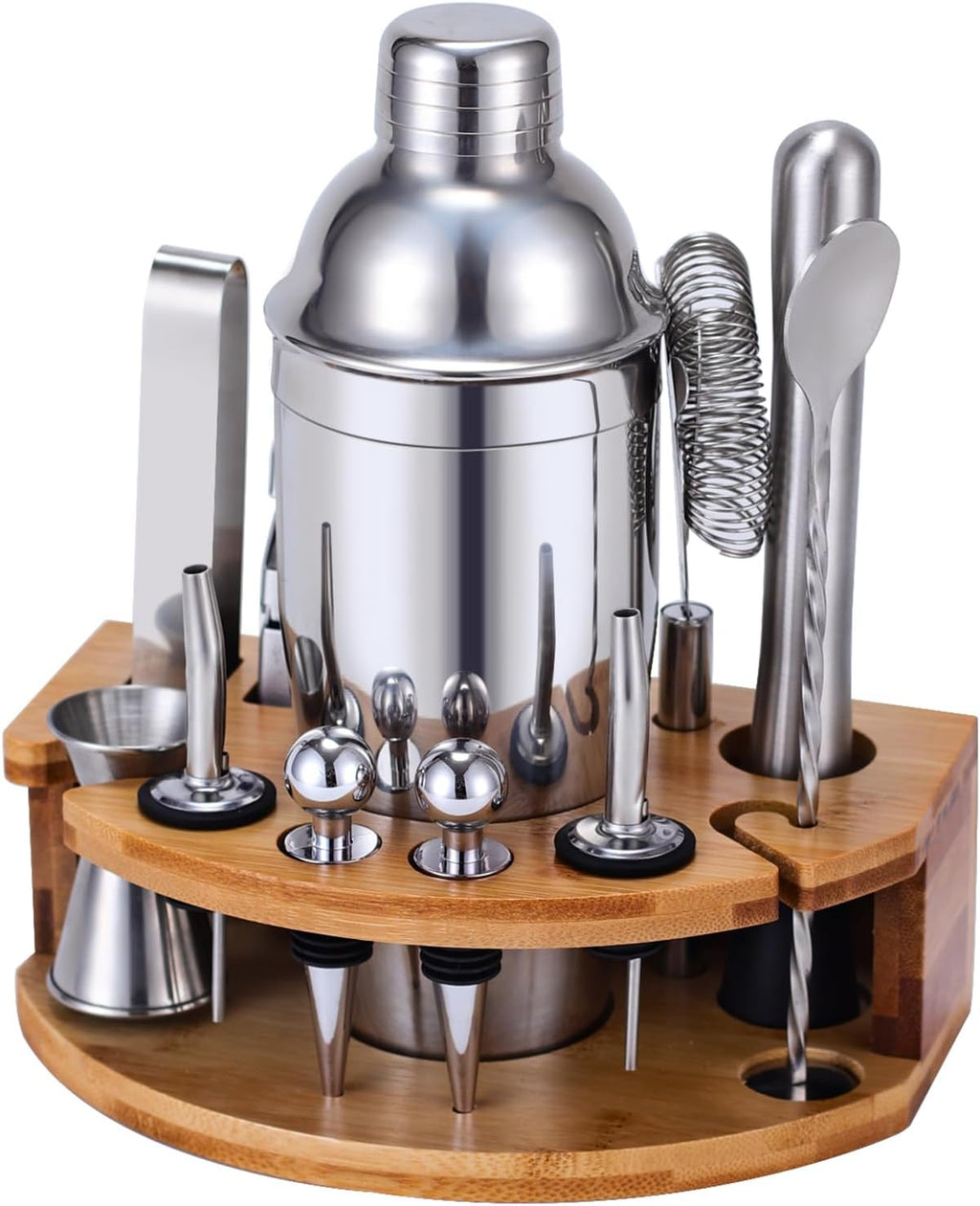 Cocktail Shaker Set Bartender Kit with Stand, Drink Mixer Set with Stainless Steel Bar Accessories Tools: - Set of 12