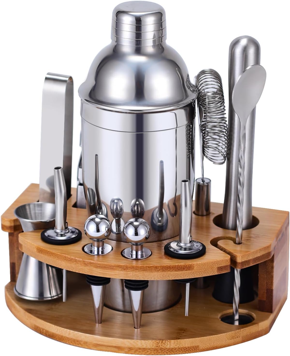 Cocktail Shaker Set Bartender Kit with Stand, Drink Mixer Set with Stainless Steel Bar Accessories Tools: - Set of 12