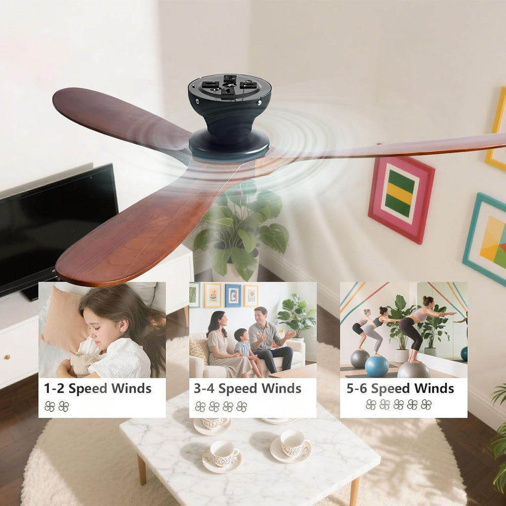 42" Flush Mount Ceiling Fan with Remote, No Light
