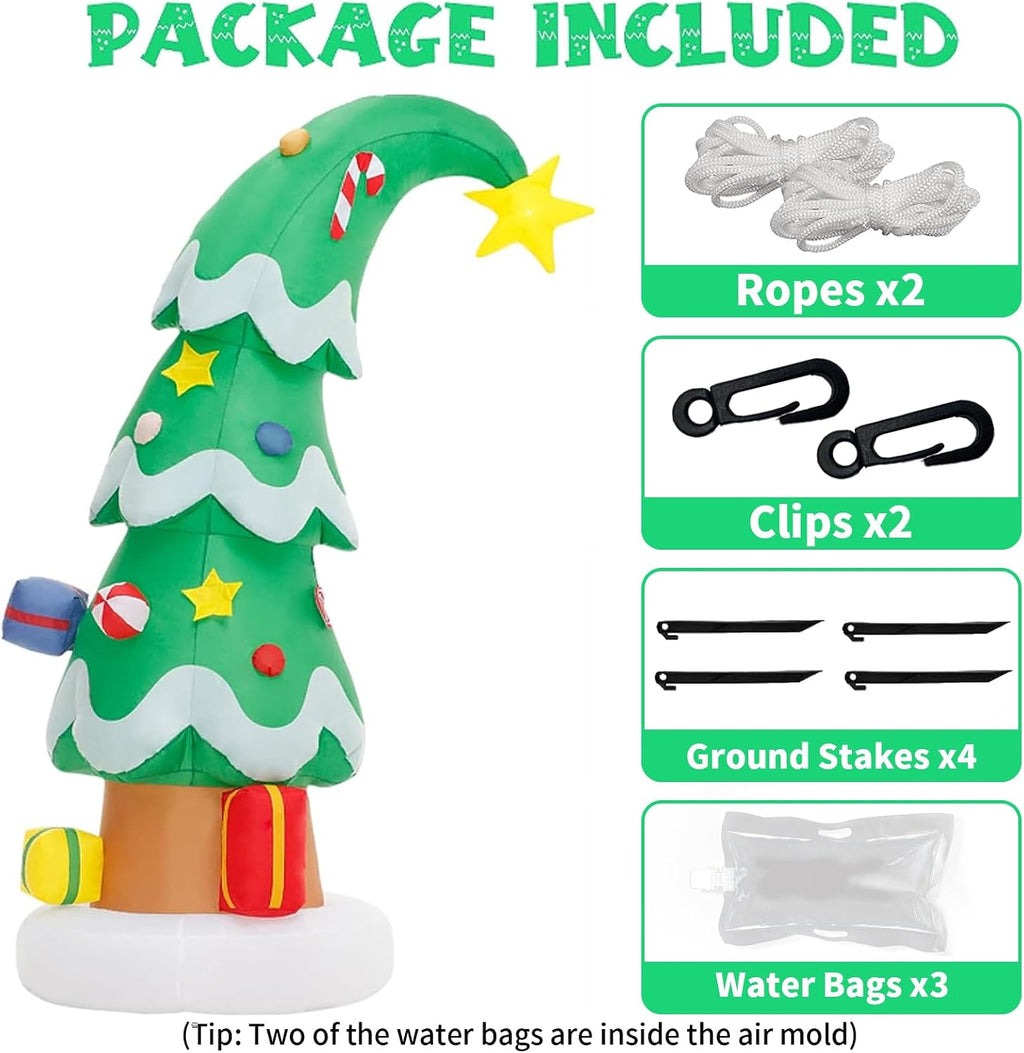 6 FT Christmas Outdoor Inflatable Decorations, Blow Up Christmas Tree with LED Light for Xmas Holiday Party Garden