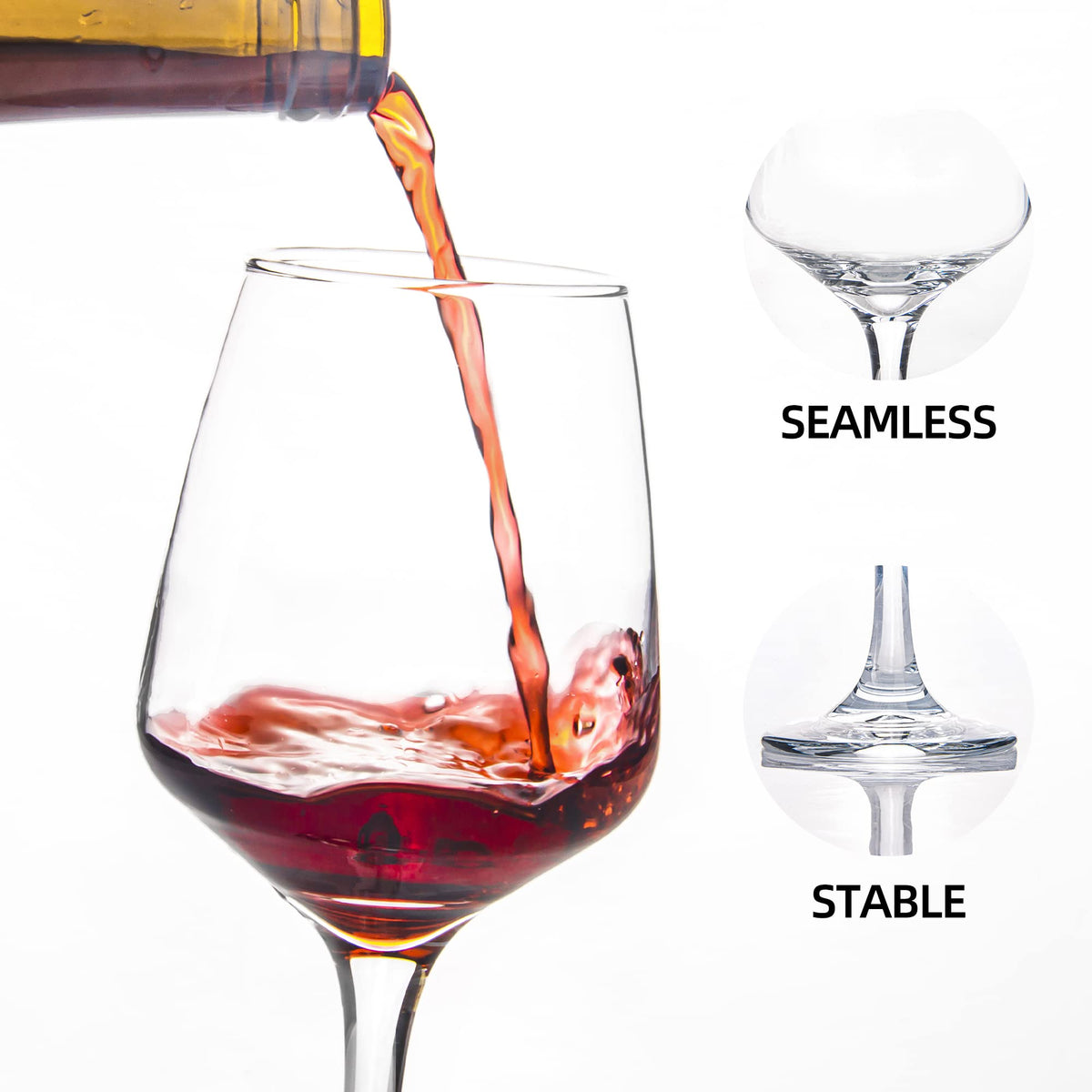 Red/White Wine Glasses Set of 12, 12 oz Clear Wine Glasses with Stem, Dishwasher Safe