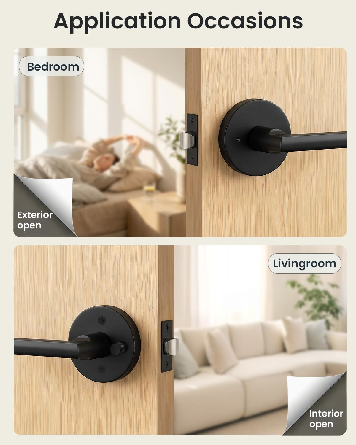 Black Door Handle Interior Privacy Door Lever Zinc Alloy 1 Pack