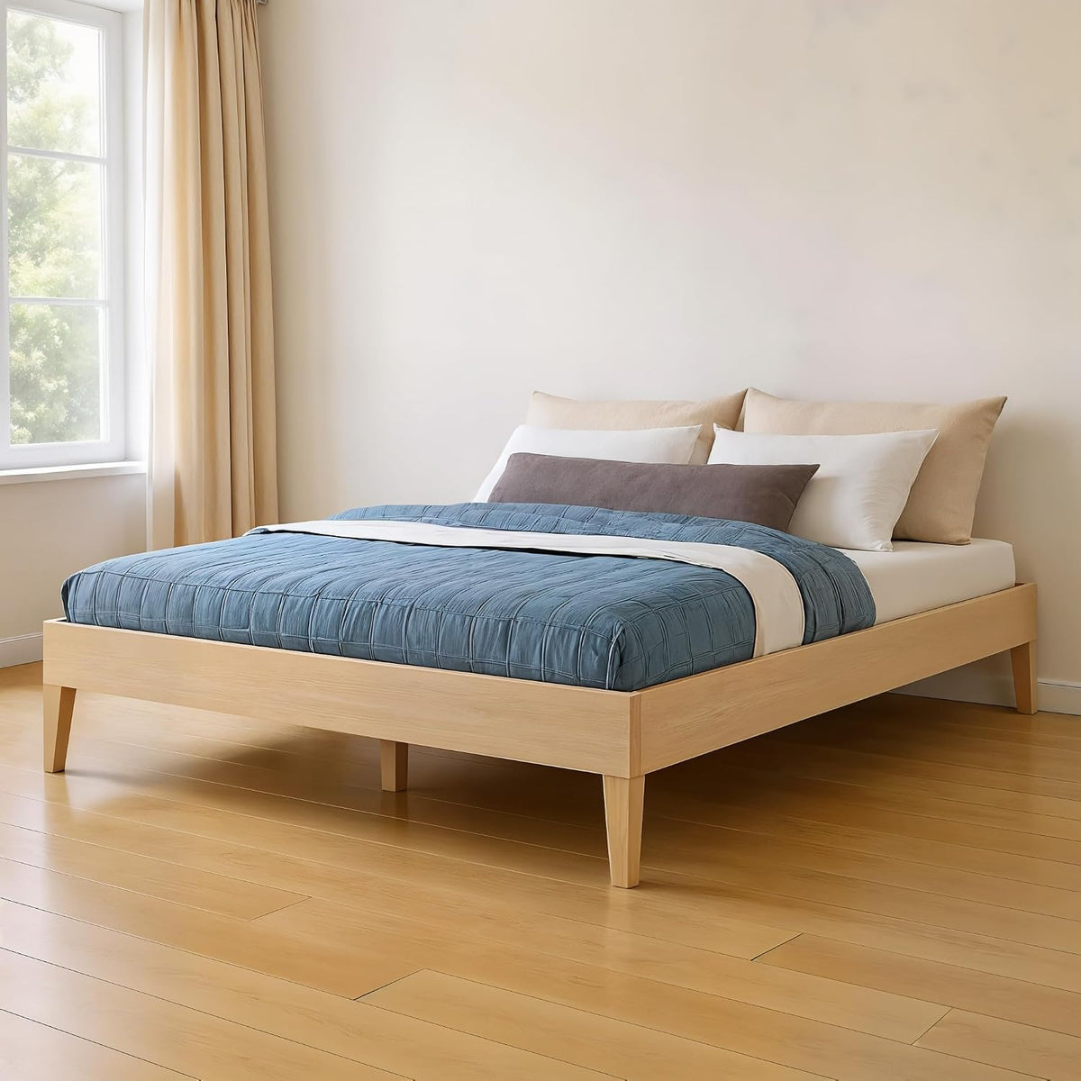 Bear Platform Bed (Queen), Oak Embossed Natural
