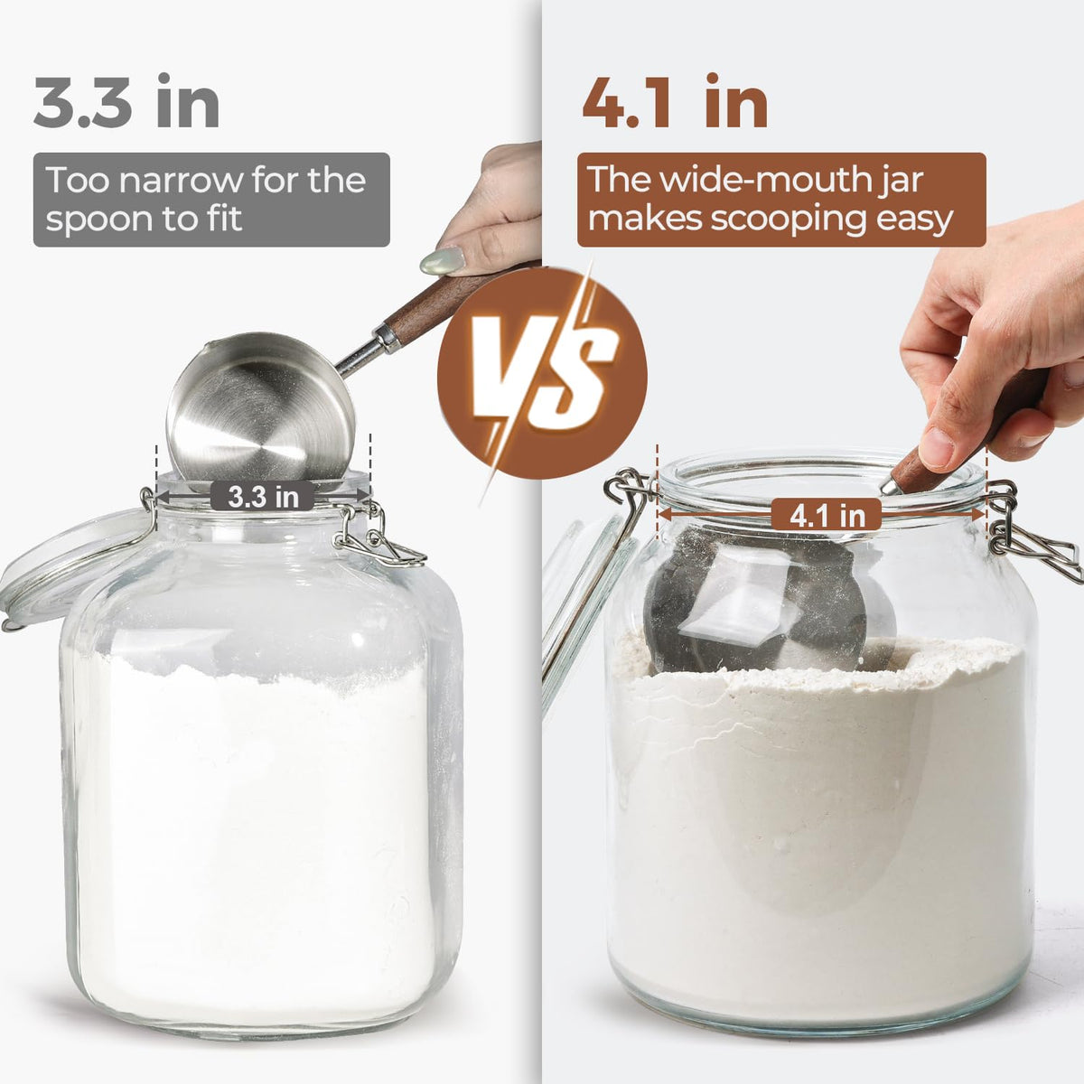 Glass Pantry Jars with Airtight Lids 0.7 Gallon 2 Pack Wide Mouth
