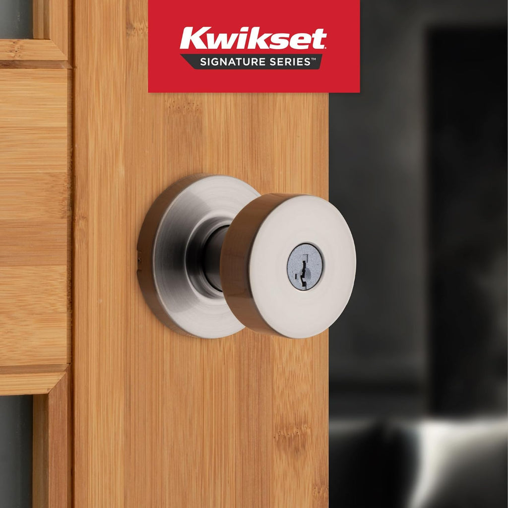 Pismo Entry Door Knob with Lock and Key, Secure Keyed Handle Exterior, Front Entrance and Bedroom, Satin Nickel, Pick