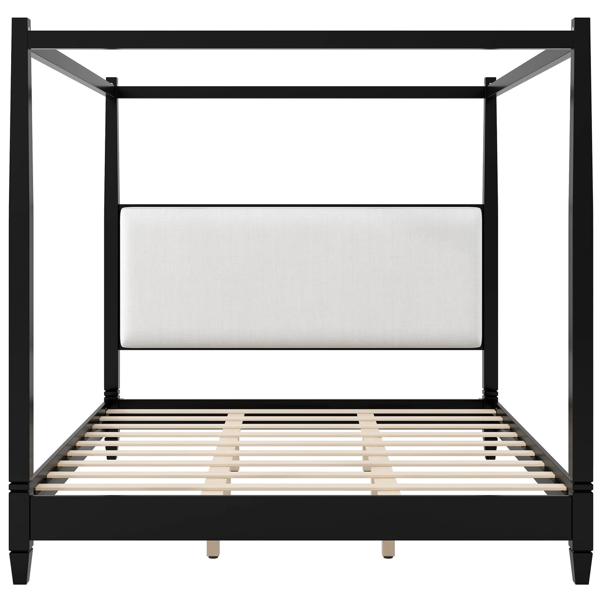Cara Wooden Canopy Bed Frame with Headboard, 4 Poster Platform Bed Frame with Wooden Slat Supports and