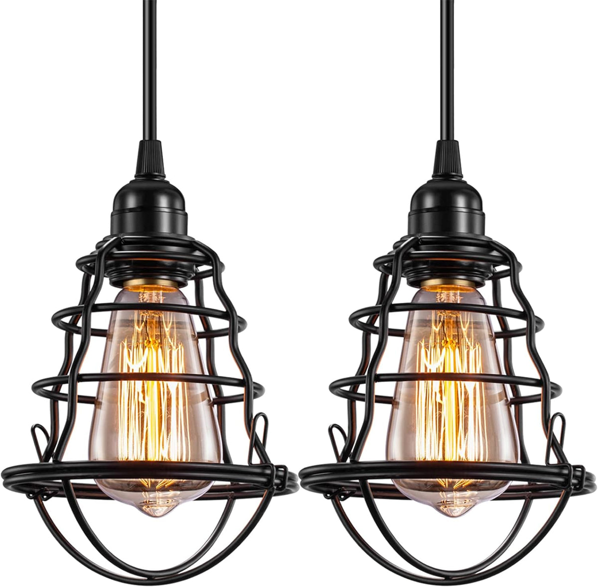 Industrial Pendant Light INNOCCY Edison Hanging Cage Pendant Lights E26 E27 Base Vintage Adjustable Pendant Lamp