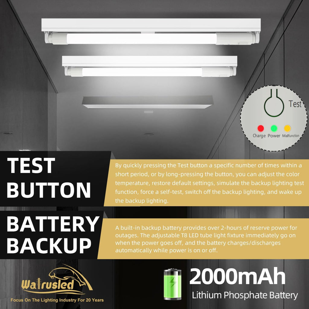 T8 LED Emergency Tube Light 2FT with Battery Backup,Remote,Dimmable,IP4X,CCT,10W,Fluorescent Tube Replacement 2
