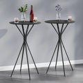 Set of 2 Bar Table, Round Cocktail Table, Metal Frame