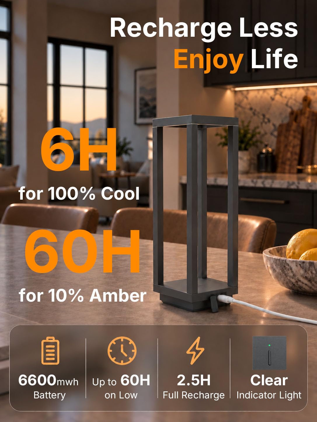 2Pack Cordless Table Lamp Rechargeable, 10" Portable Table Light