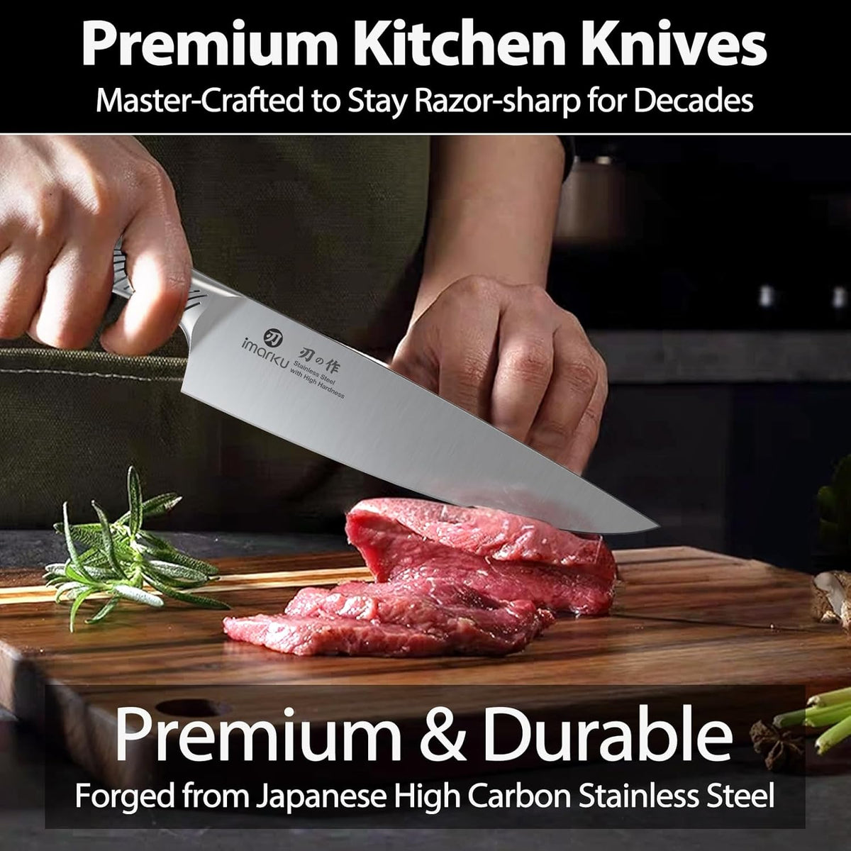 14-Piece Knife Block Set, Knife Set with Block and Build-in Sharpener, Japanese Stainless Steel Knife Set for Lasting