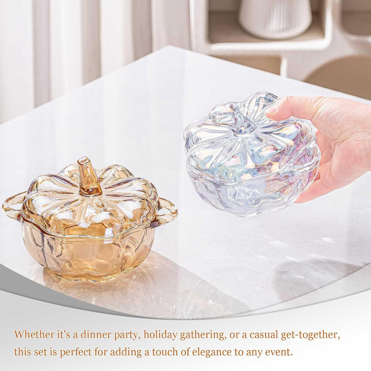 Crystal Glass Candy Jar with Lid,Glass Apothecary Jar Wedding Candy Buffet Jar Food Snack Bowl,Decorative Bowl Decor - Set of 100