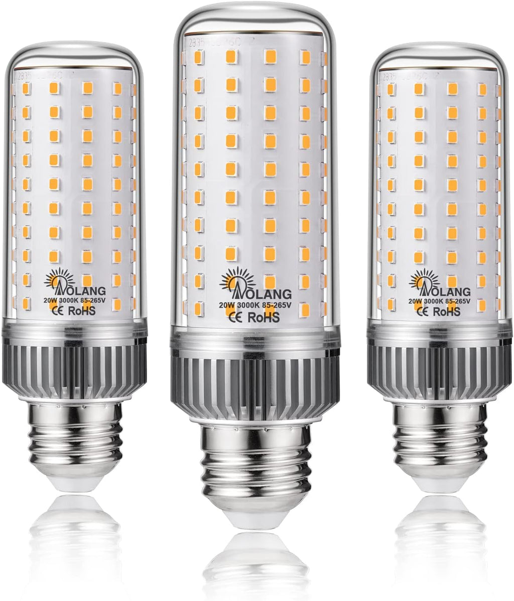 E26 LED Bulb,20W LED Corn Light Bulb 180W Equivalent 3000K Warm White 2000LM Non-dimmable Flicker Free Ceiling Fan