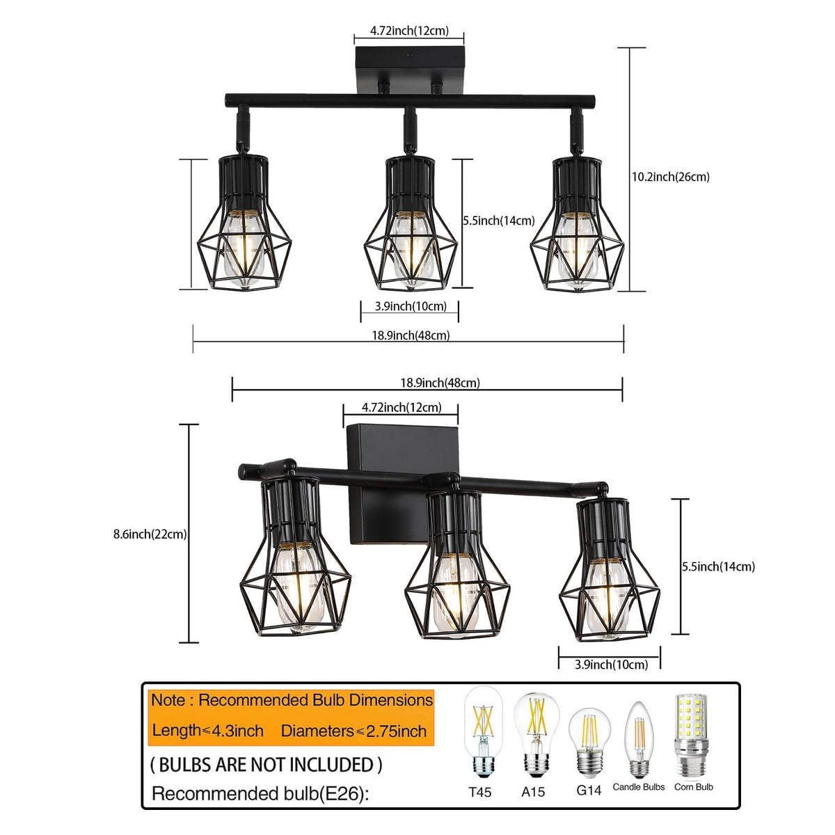 Black Flush Mount Track Lighting Fixtures E26 Kitchen