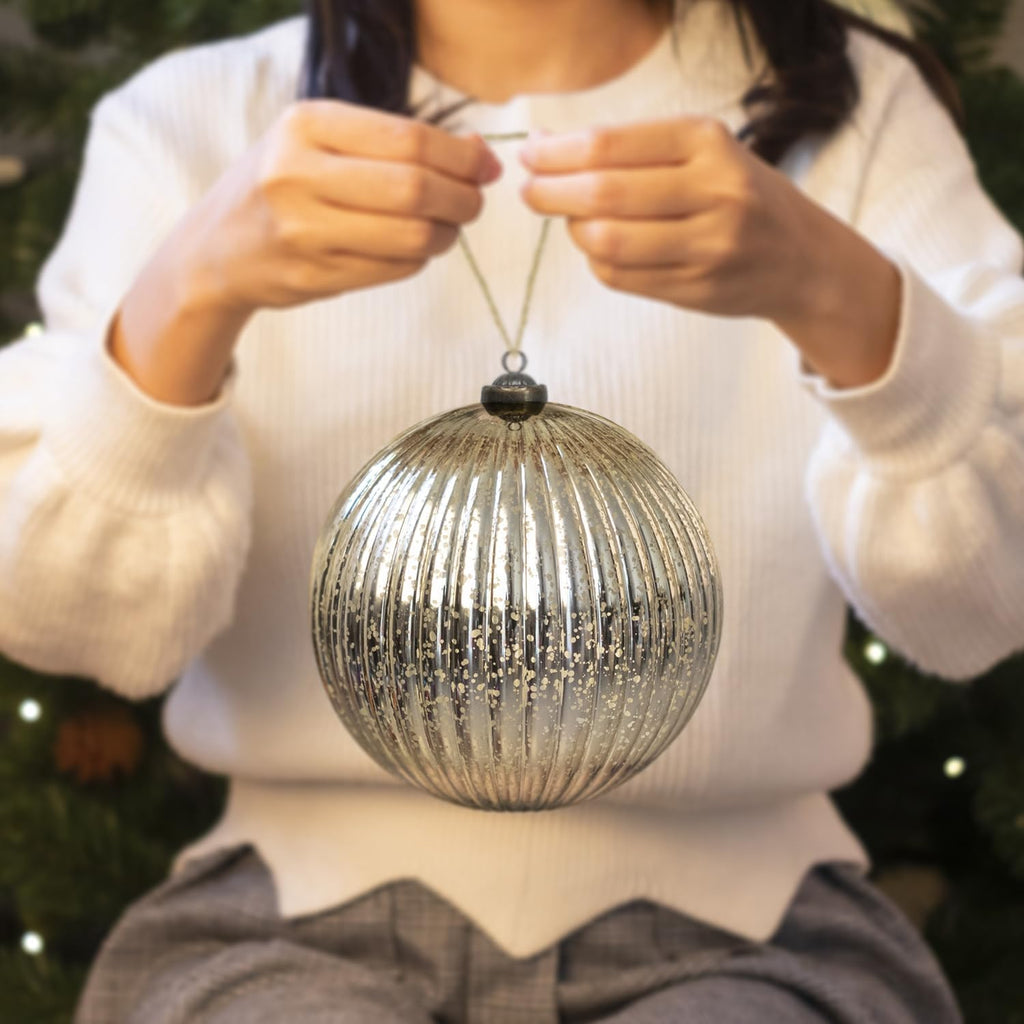 Christmas Ball Ornaments Champagne 6-Inch Set of 4 Extra Large Hanging Tree Ball Ornament Decorations Super Large
