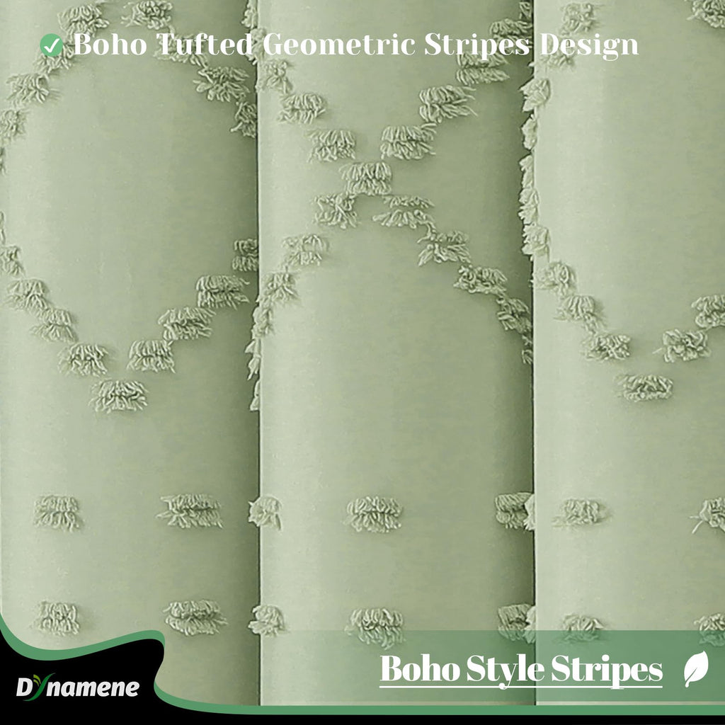 Stall Boho Shower Curtain Tufted Geometric 54"x72" Sage Green