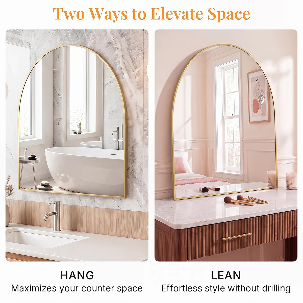 30"x40" Arched Bathroom Mirror, Bathroom Mirrors for Over Sink