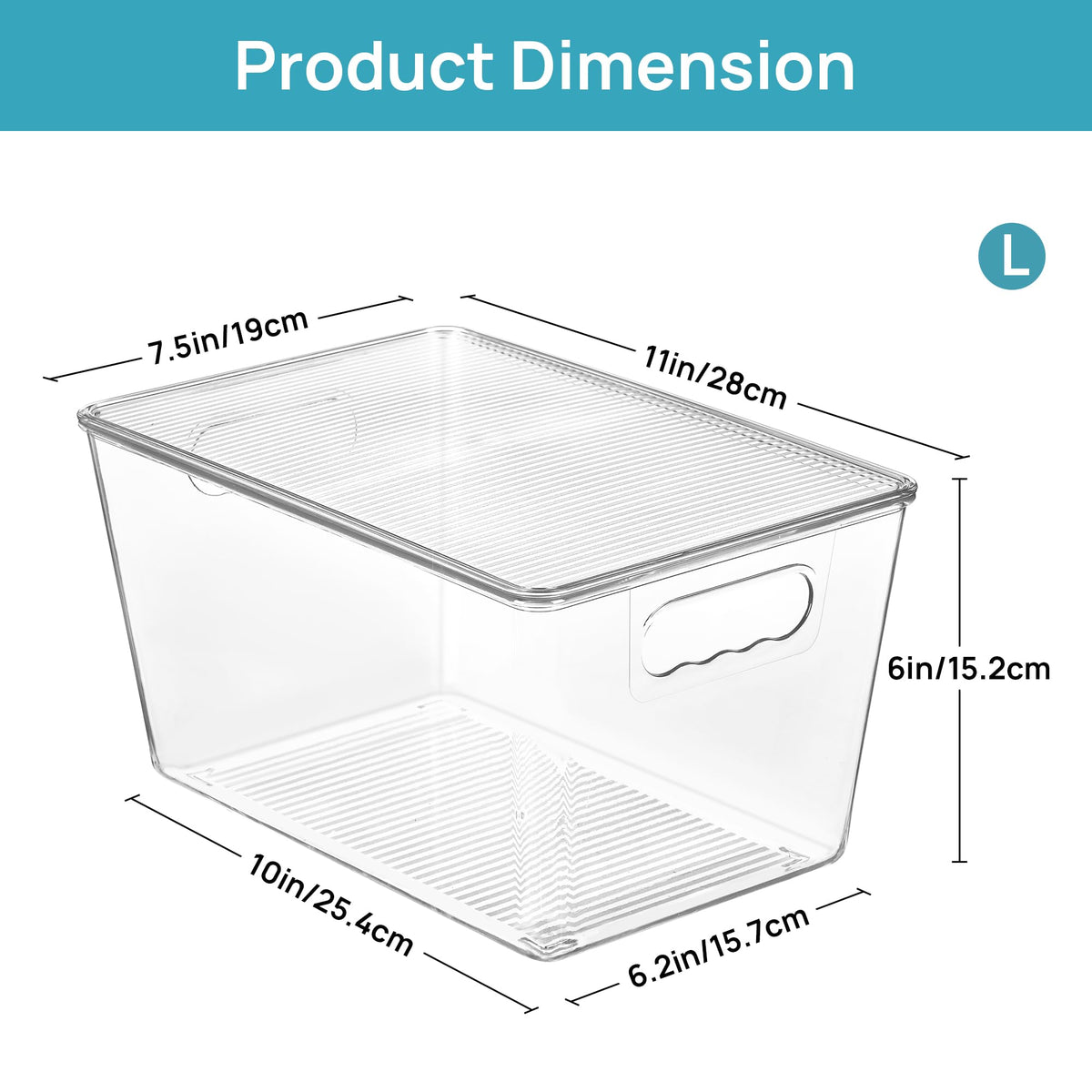 4 Pack Clear Stackable Storage Bins with Lids and Handles, Large