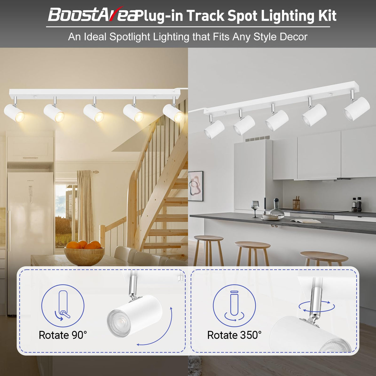 LED Plug-in Track Light Kit, Matte White, 5-Light