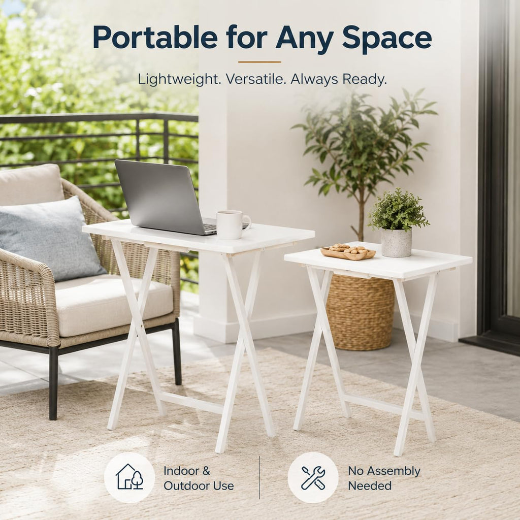 TV Tray Table Set of 2, Portable Laptop Stand for Indoor/Outdoor
