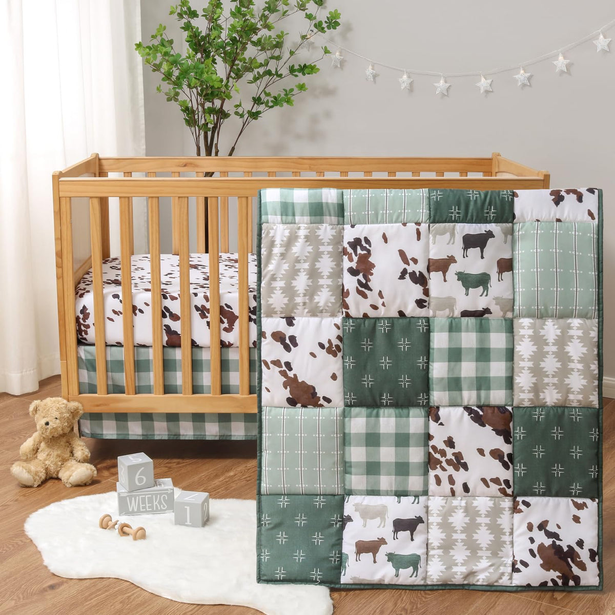 3 Piece Baby Crib Bedding Set for Boys & Girls - Newborn, Infant & Toddler Nursery Bed Set Decor with Fitted Crib