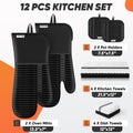 Oven Mitts Kitchen Towels and Dishcloths with Pot Holders Sets, Oven Gloves Hot Pads 500°F Heat Resistant with