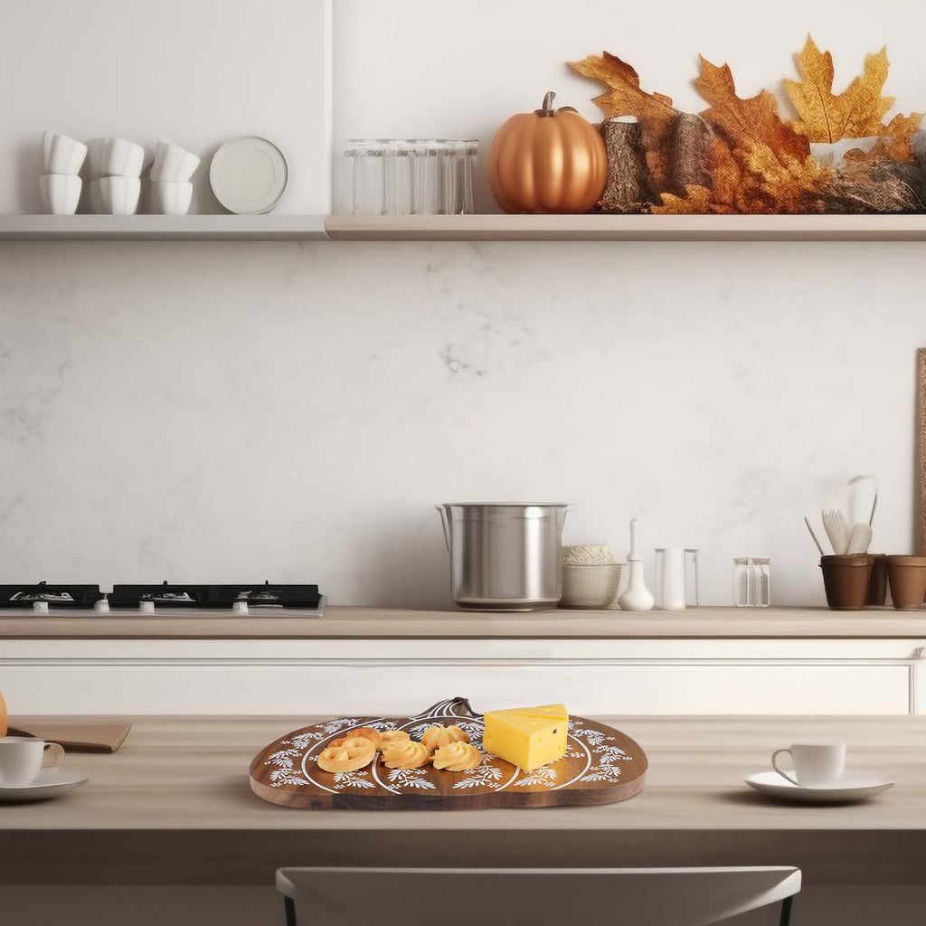 Pumpkin Shaped Cutting Board, Acacia Wood Serving Board