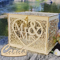 Wedding Card Box with Lock and Card Sign, Wooden Gift Card Box Money Box for Reception Wedding Anniversary Baby
