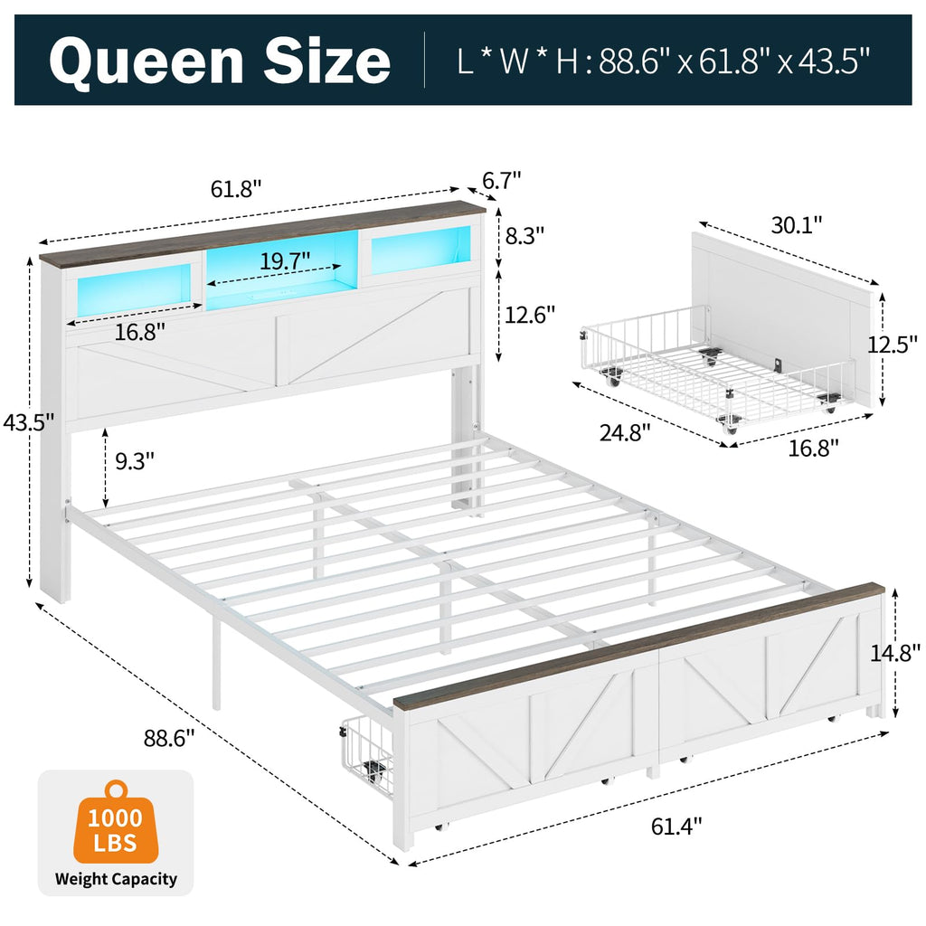 Bed Frame with Headboard - Farmhouse Bed Frame