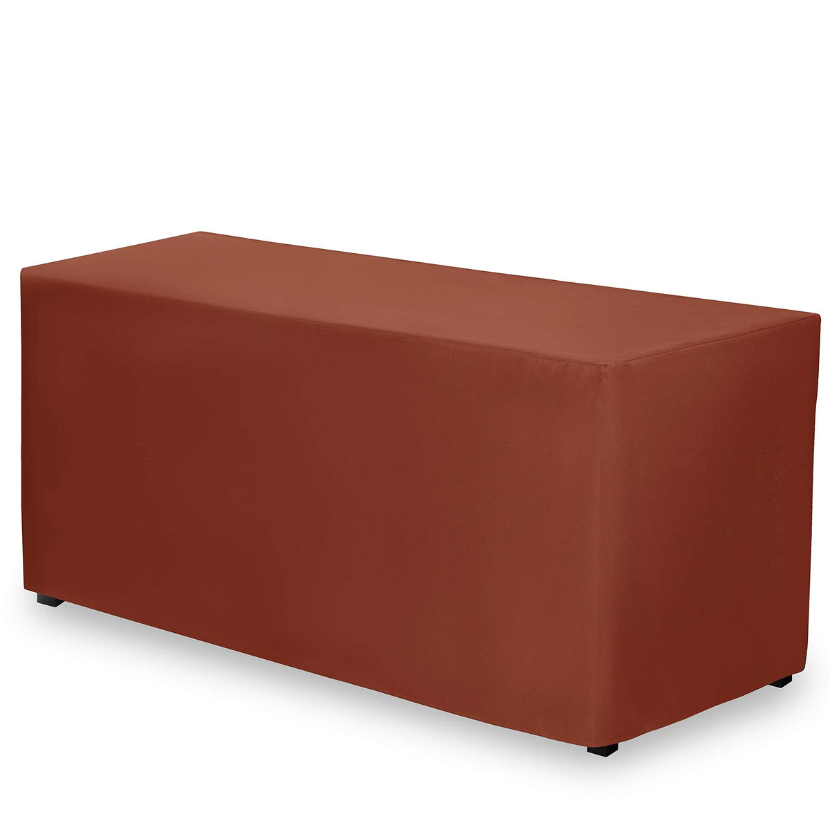 Fitted Tablecloth - 72 x 30 Inch Burnt Orange Fitted Table Cloth for 6 Foot Rectangle Table - Heavy Duty Washable