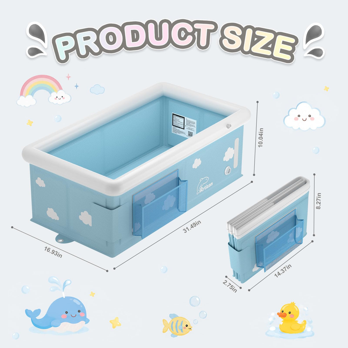 Collapsible Baby Bathtub,Infant Tub for 6 Months to 4 Years Toddlers