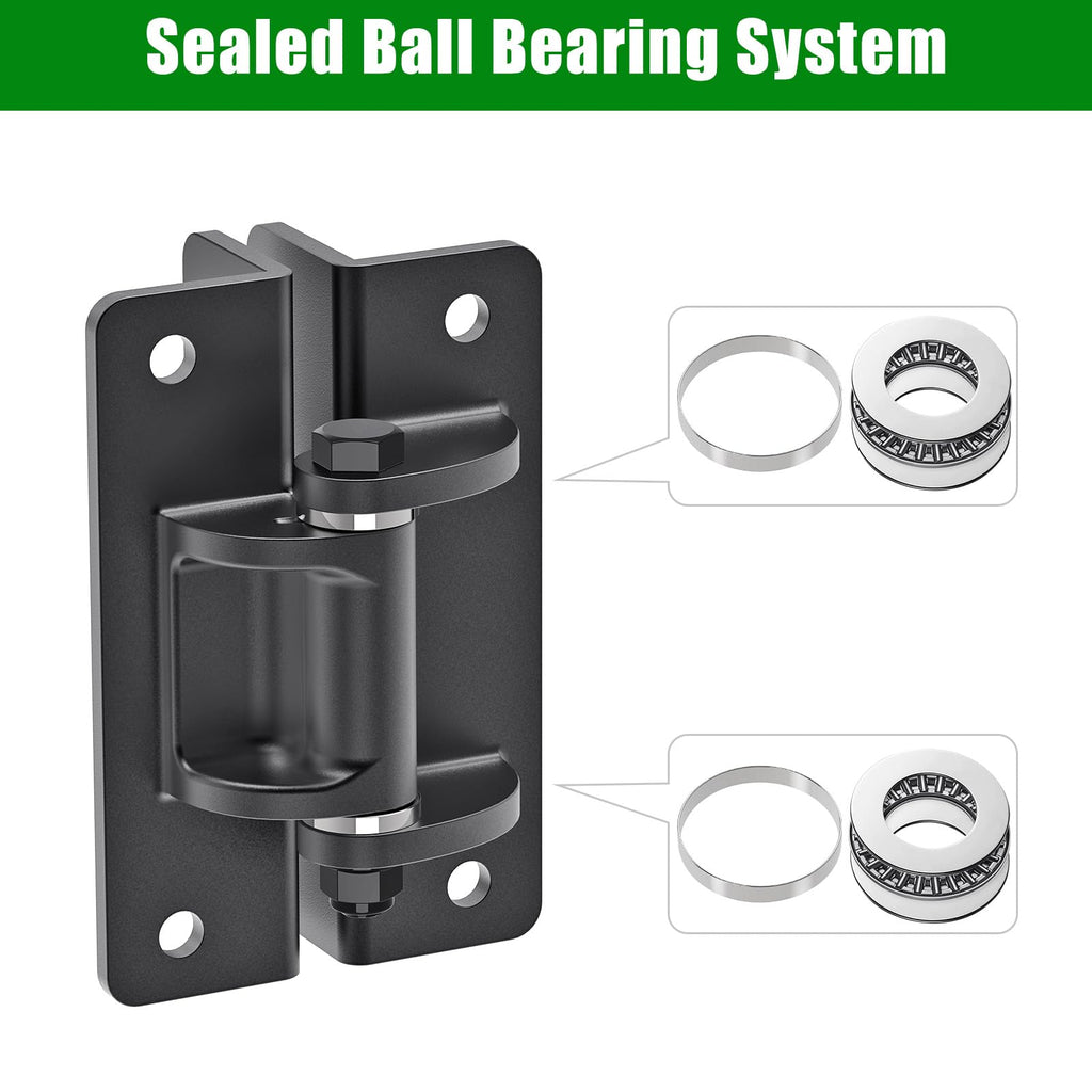 6mm Heavy Duty Bolt On Gate Hinges, 1000 lbs Capacity Anti Sag L-Shaped Gate Hinge with Bearings, 6.5 in Powder
