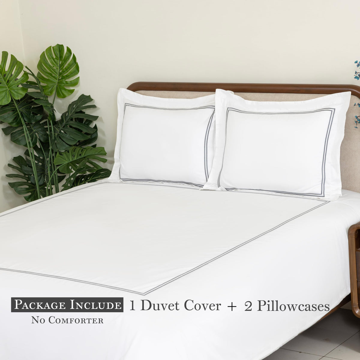 White Duvet Cover 100% Cotton Embroidered 3 Pieces Set