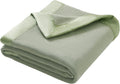 Cotton Baby Blanket with Satin Trim, Light Green, 31.5x40 inches