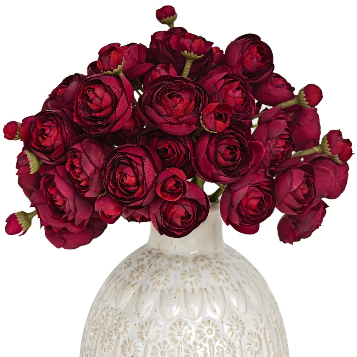 Ranunculus 18 Pcs Dark Red Silk Flowers