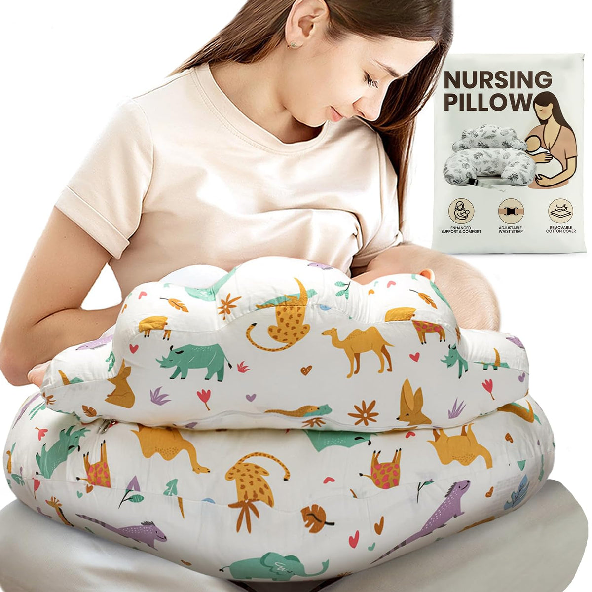 Nursing Pillow for Breastfeeding, Breast Feeding Pillow with Security Fence for Enhanced Comfort, Baby Registry