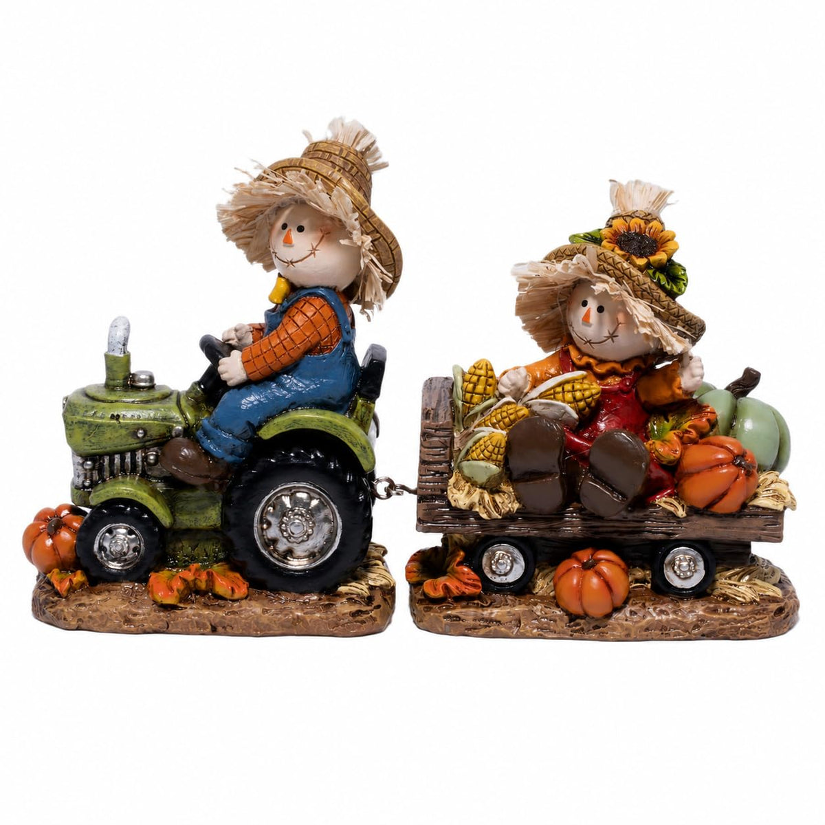 Thanksgiving Scarecrow Tractor Figurine, Harvest Table Decor