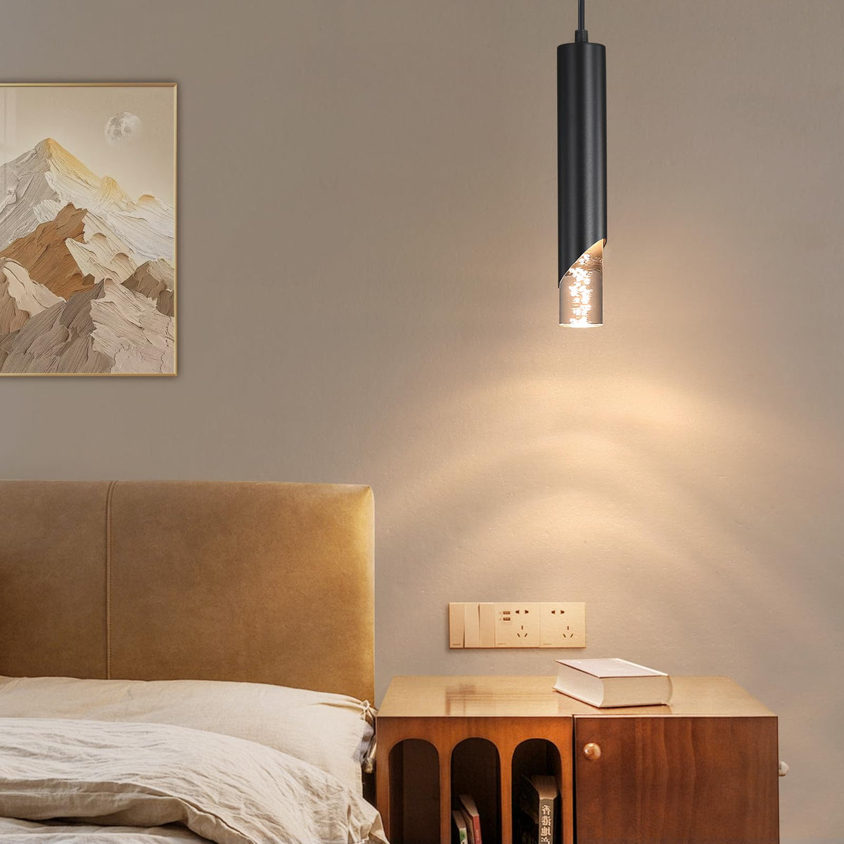 Inspired Nelson Style 2 Pack Modern Black Mini Pendant Light, Bubble Acrylic, 3 Color