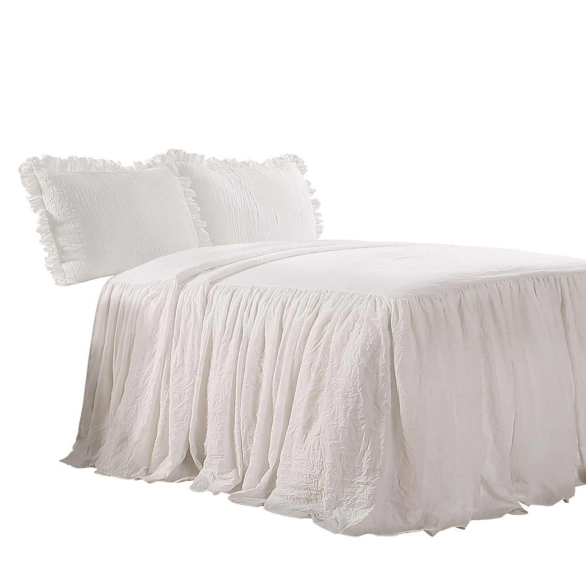 Ruffle Skirt Bedspread Set - 3-Piece Luxurious Farmhouse Bedding - Elegant Ruffle Detail - Timeless Style - Soft