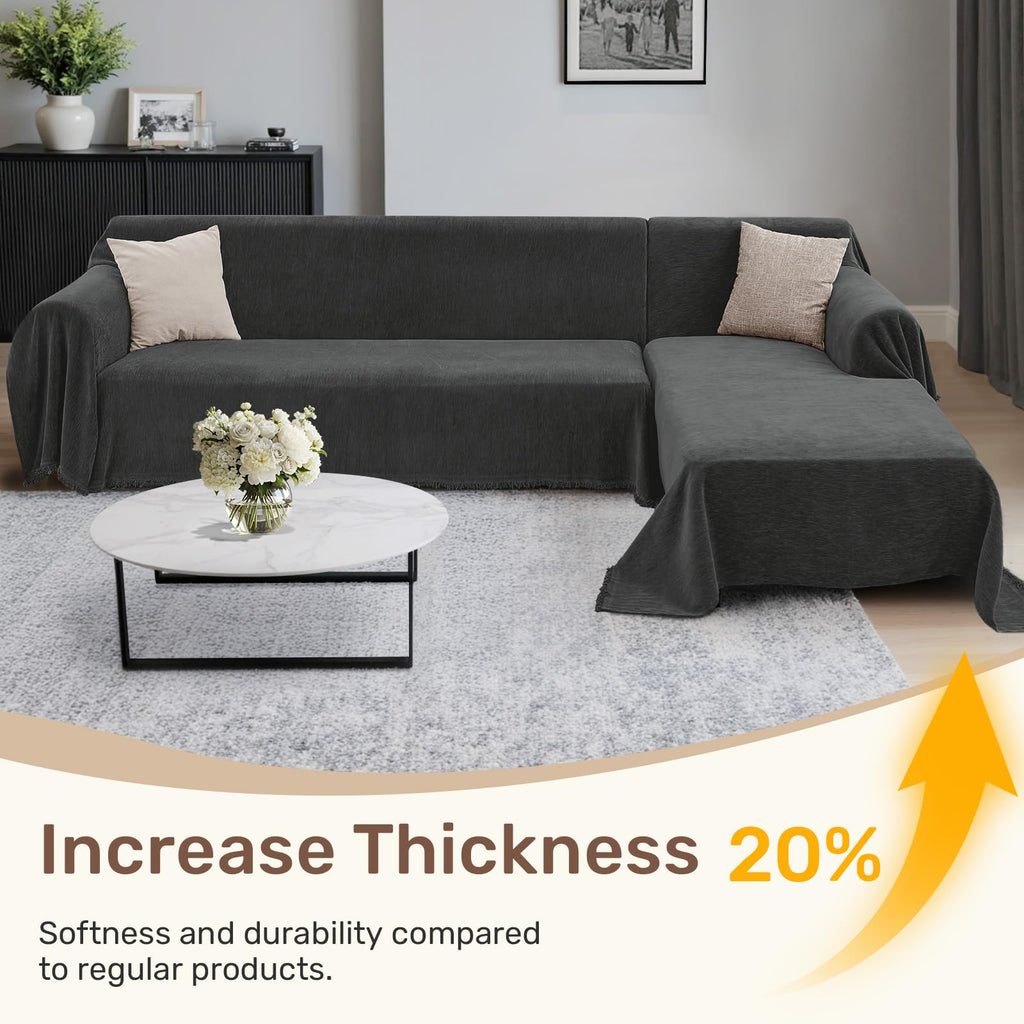 2 Pieces Sectional Couch Covers L Shaped Cover XL Charcoal Gray