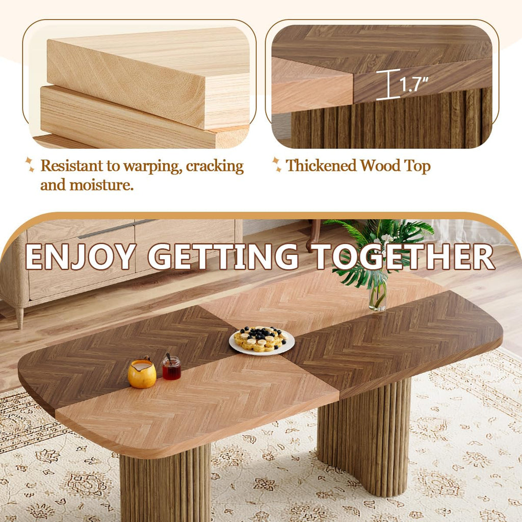 Dining Room Table Set for 10, Large 78.7" Rectangular Dining Table Set for 10 with Cushioned Chairs, Modern Mid-Century