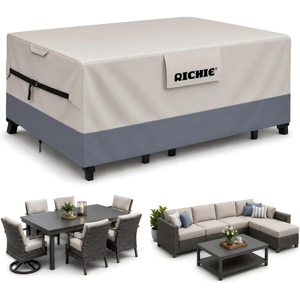 Outdoor Patio Furniture Cover, Heavy Duty Waterproof Dining Table and Chair Set Cover, Windproof UV Resistant All