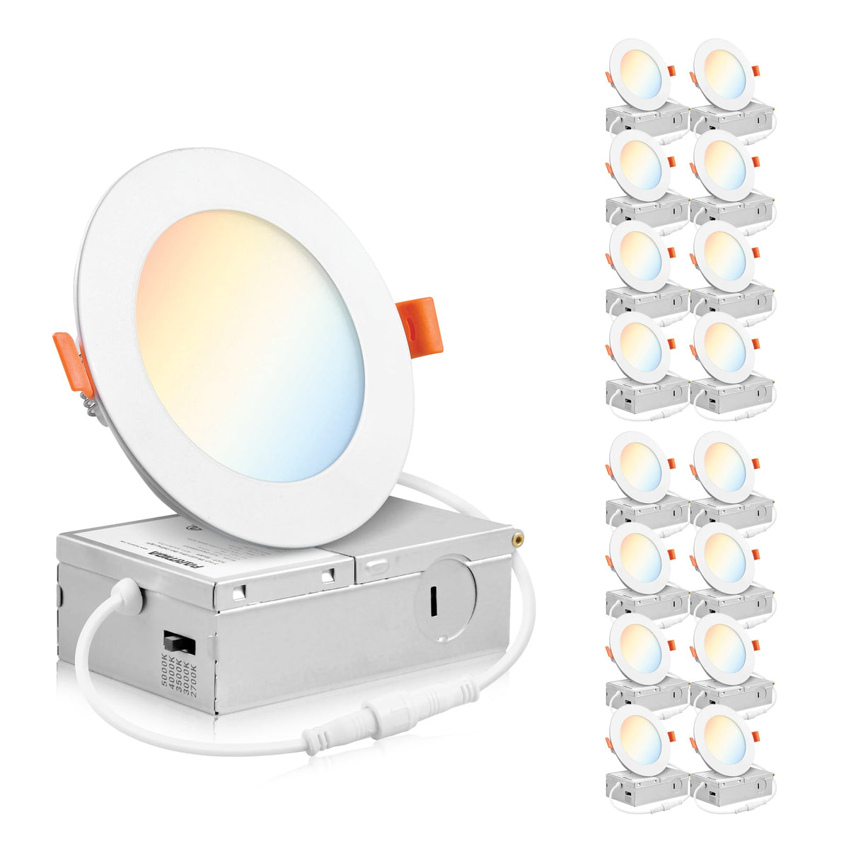 16 Pack 4 Inch LED Recessed Ceiling Light 5CCT Ultra-Thin ETL