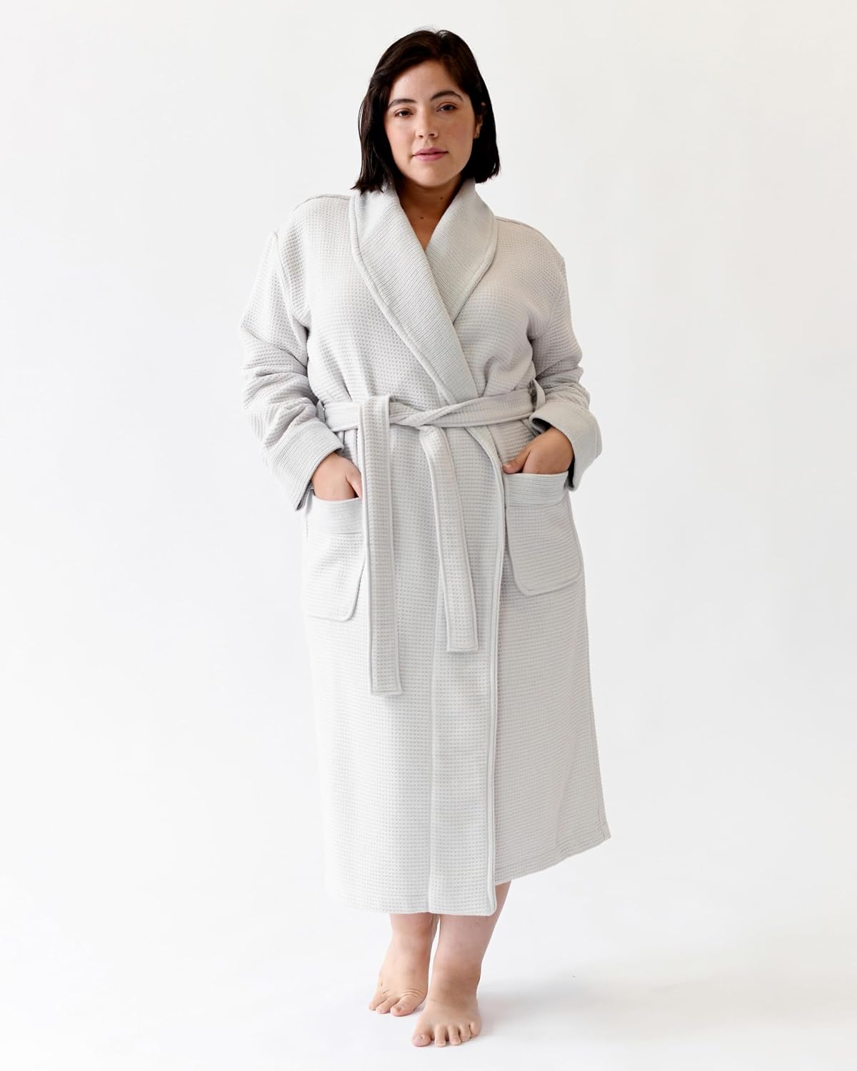 Waffle Bath Robe, Lightweight Spa Robe with Pockets | 40% Viscose from Bamboo Blend