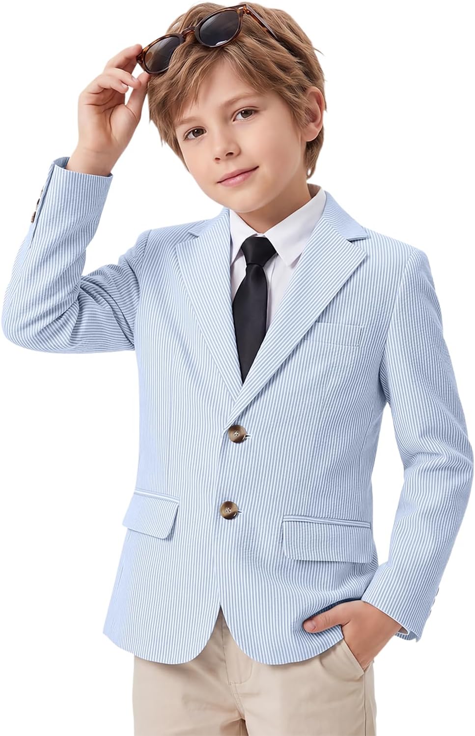 Blazers for Boys Striped Suits Jackets Kids Cotton Sport Coats Lightweight